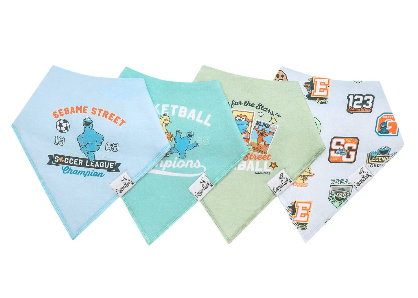 Baby Bandana Bibs - Sesame Street Varsity Friends (4-pack)