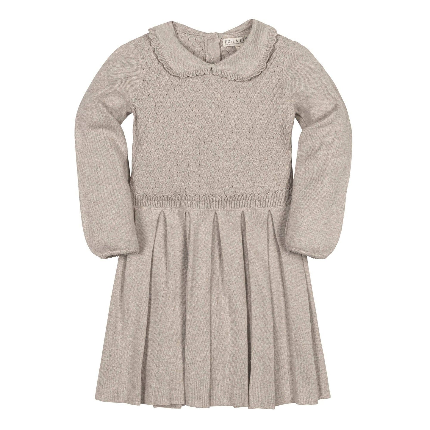 Organic Peter Pan Collar Sweater Dress: Light Taupe Heather
