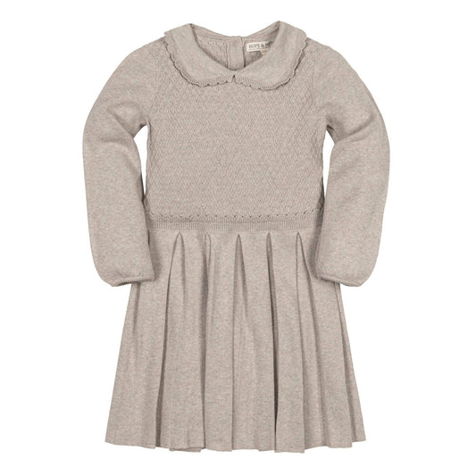 Organic Peter Pan Collar Sweater Dress: Light Taupe Heather