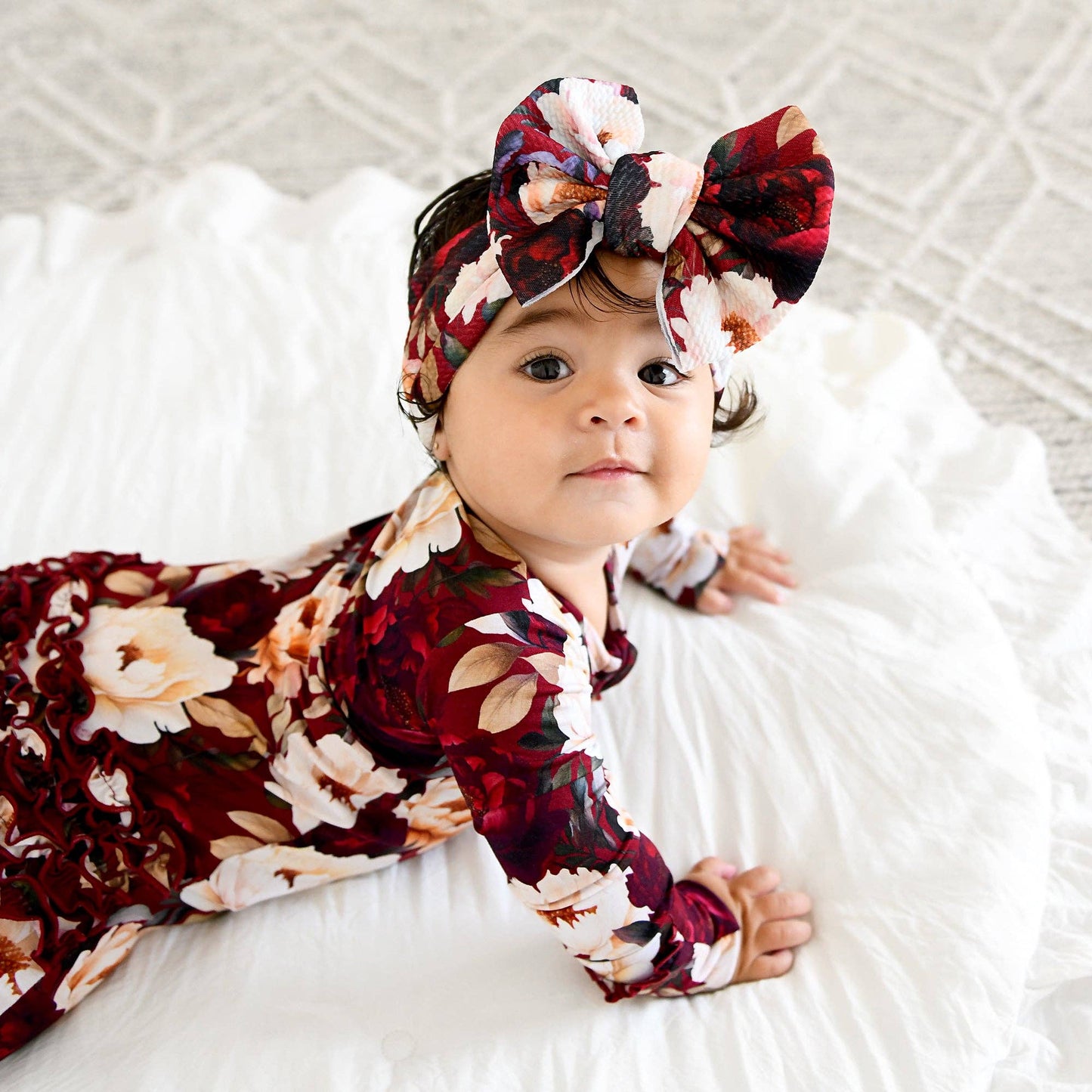 Maya RUFFLE ZIP Bamboo Onesie Floral