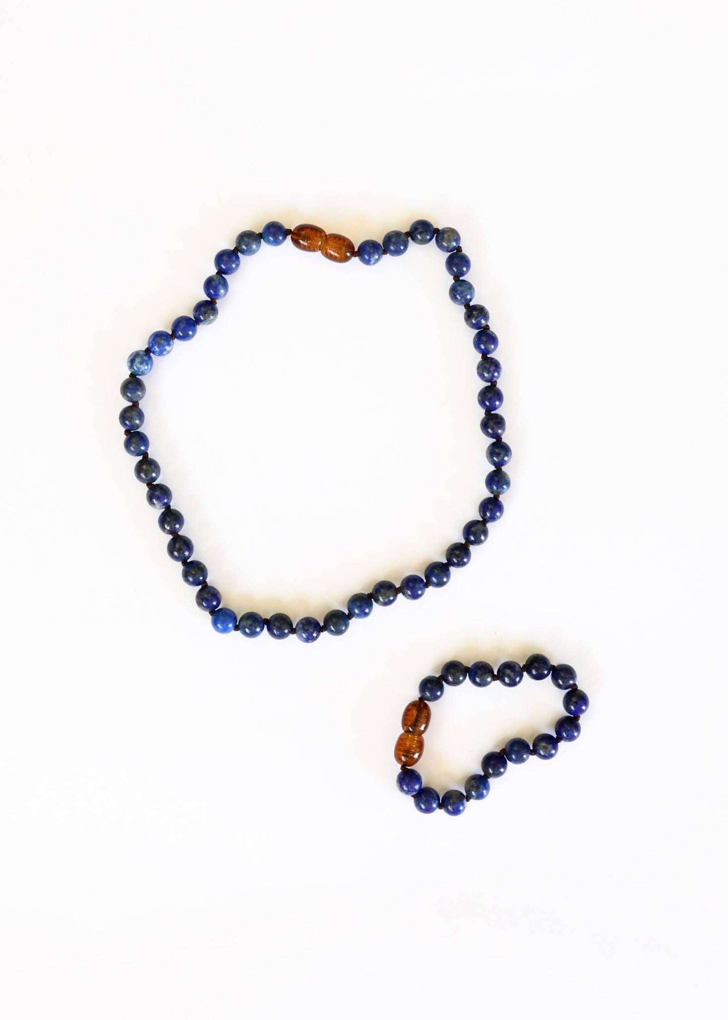 Pure Gemstone + Lapis Lazuli Beaded Necklace: 11"