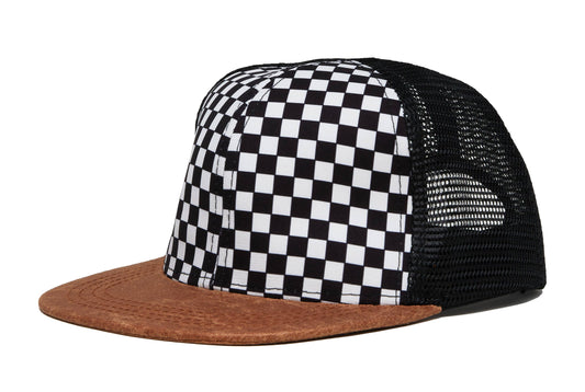Checker & Leather Trucker Hat