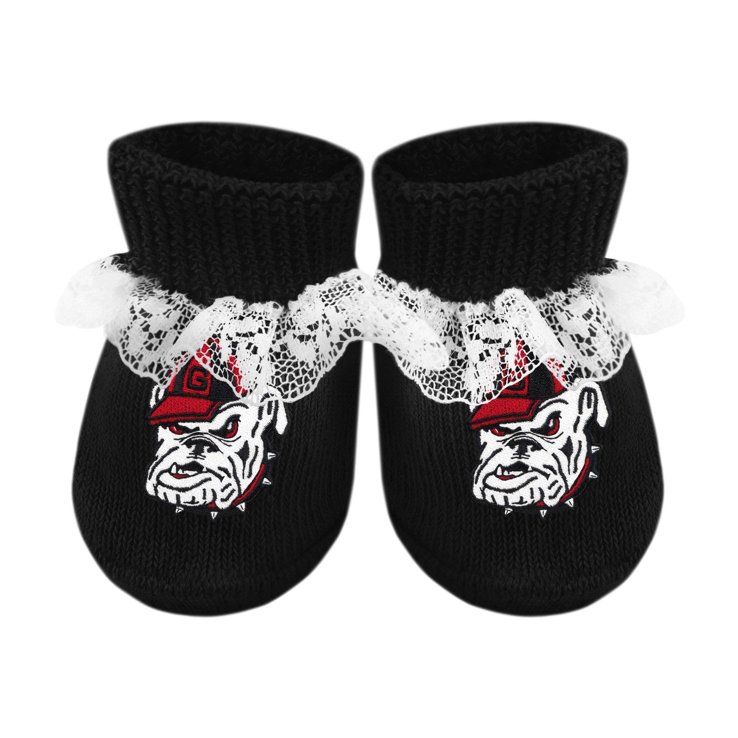 Georgia Bulldogs Newborn Lace Booties