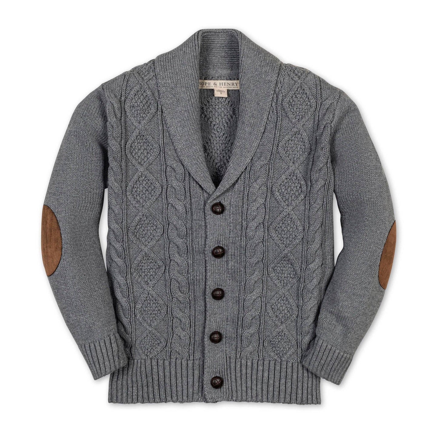 Organic Shawl Collar Cardigan: Dark Gray Heather