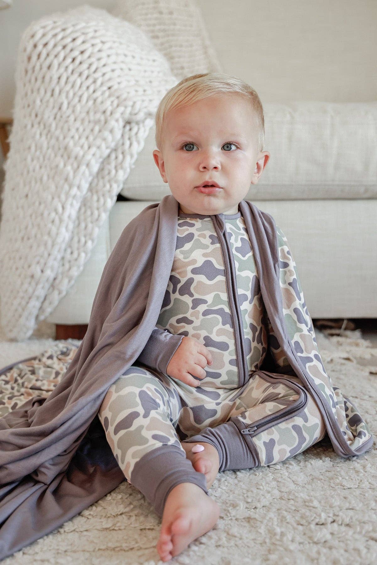 Convertible Bamboo Zip Romper | Camo Cutie