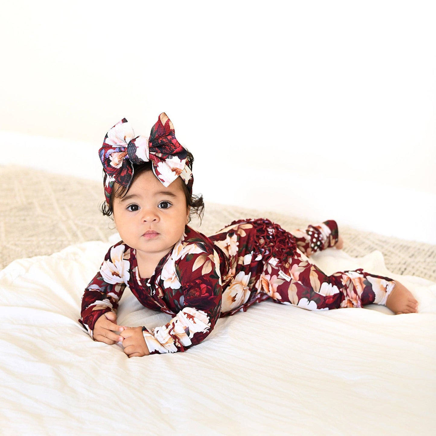 Maya RUFFLE ZIP Bamboo Onesie Floral