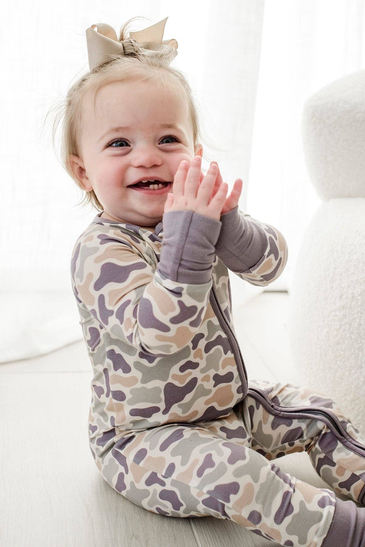 Convertible Bamboo Zip Romper | Camo Cutie