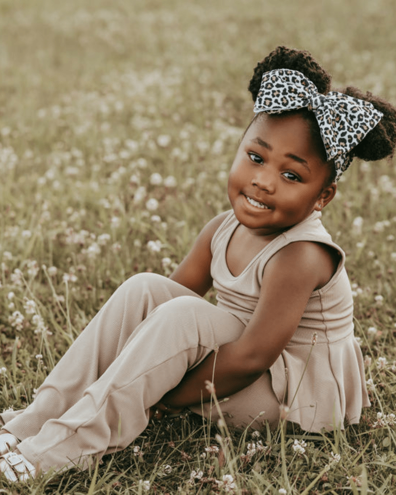 Bailey's Blossoms - Hattie Peplum Top Two-Piece Wide Leg Set - Oatmilk: 18-24months