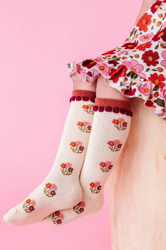 Posie Knee Socks - Rust: 0-6 MONTHS