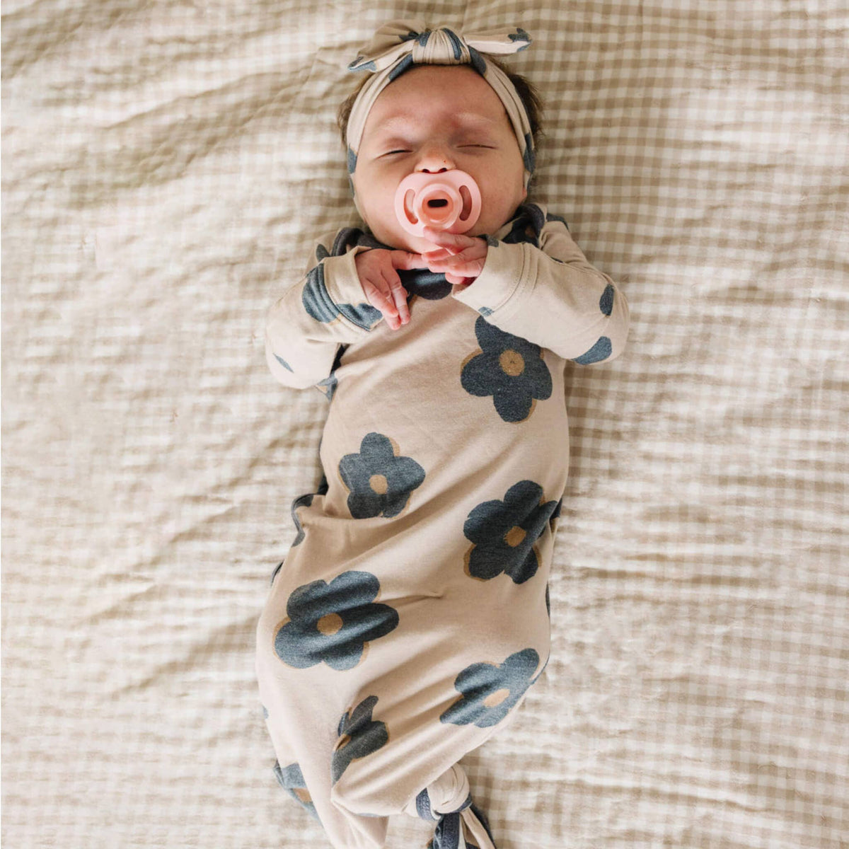 Copper Pearl - Newborn Knotted Gown - Gemma In Tan