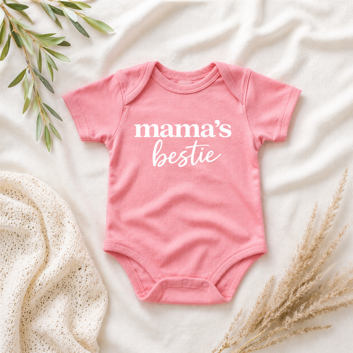 Mama's Bestie Baby's First Mothers Day Onesie