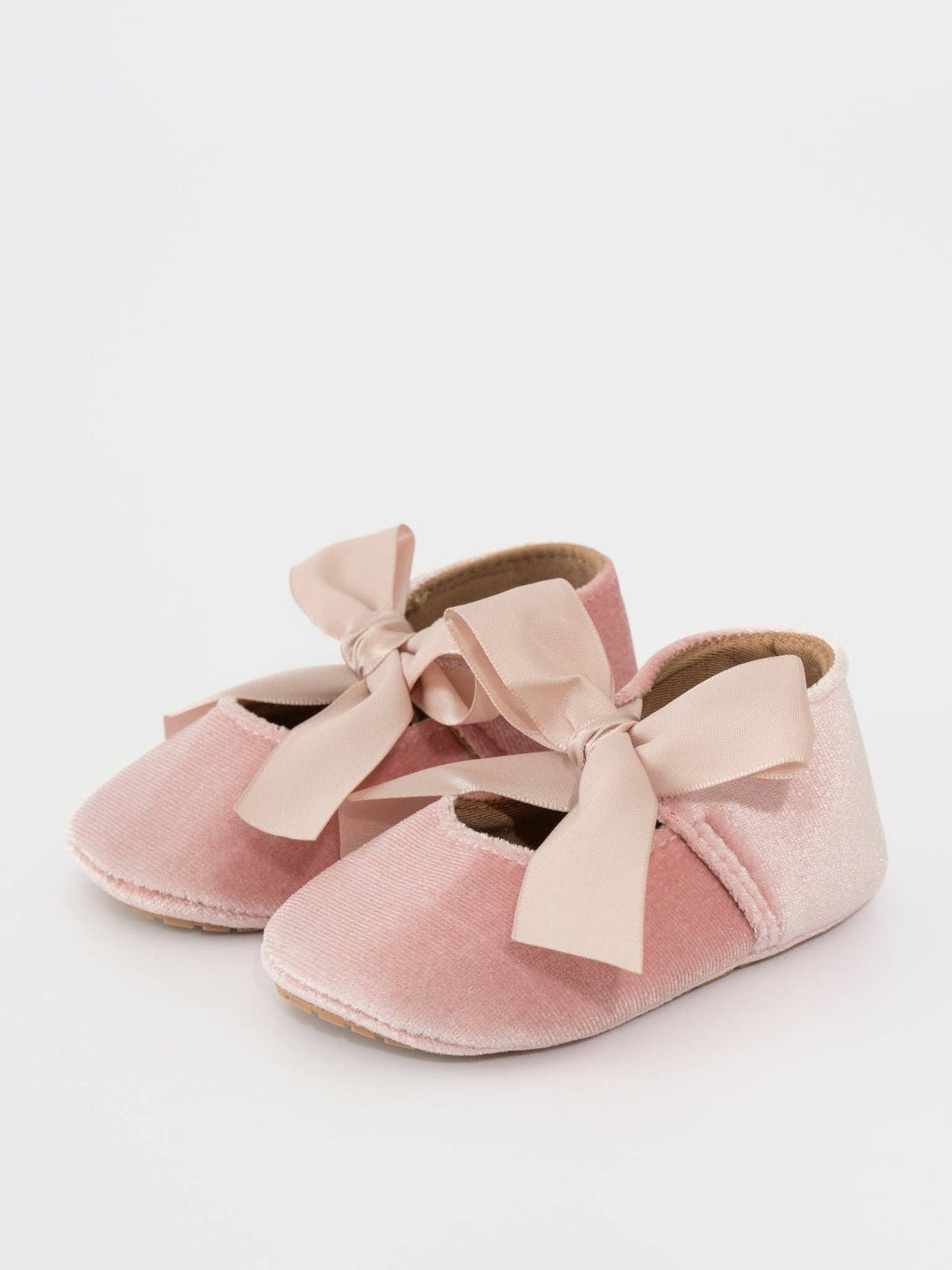 Velvet Ribbon Bow Baby Shoe Dusty Pink