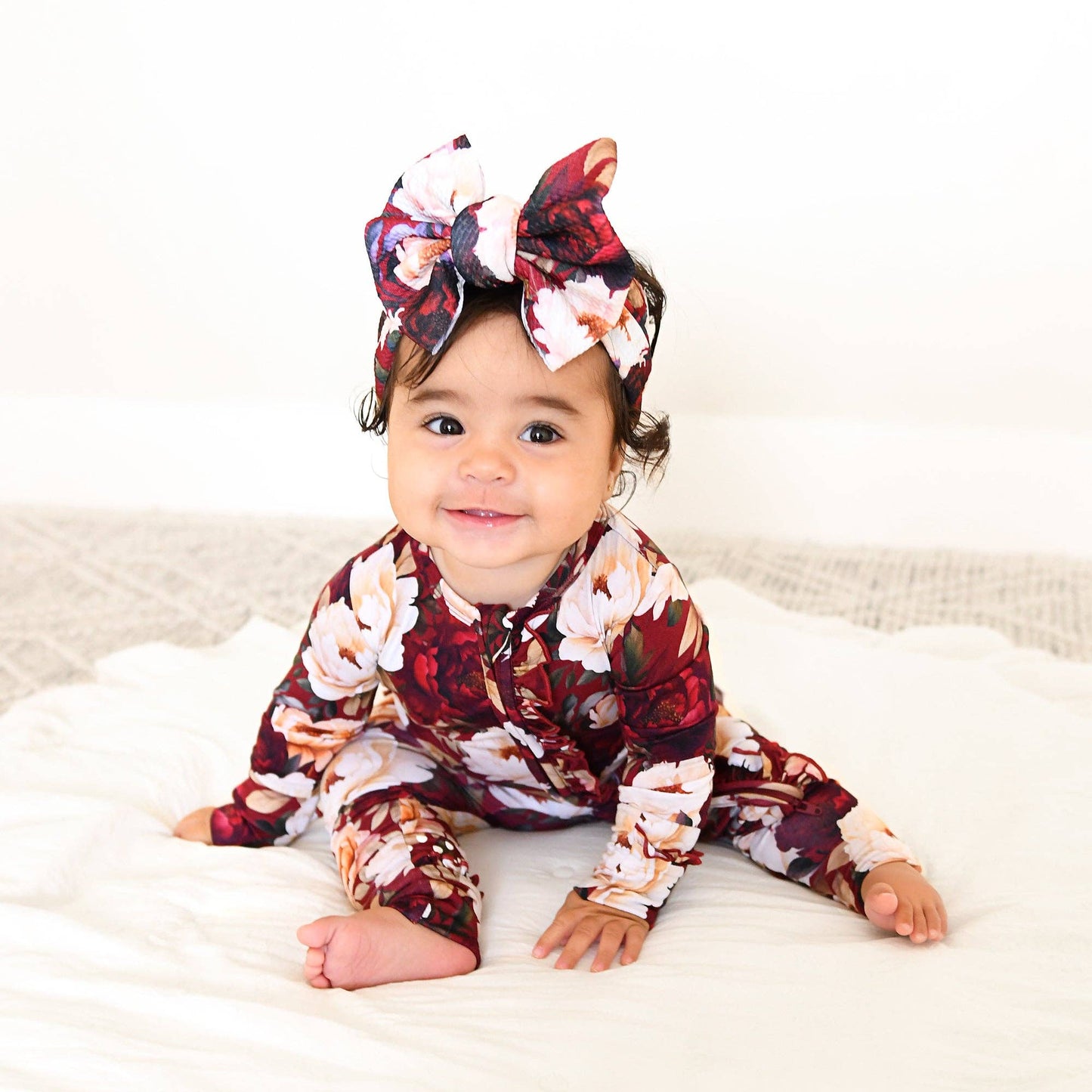 Maya RUFFLE ZIP Bamboo Onesie Floral