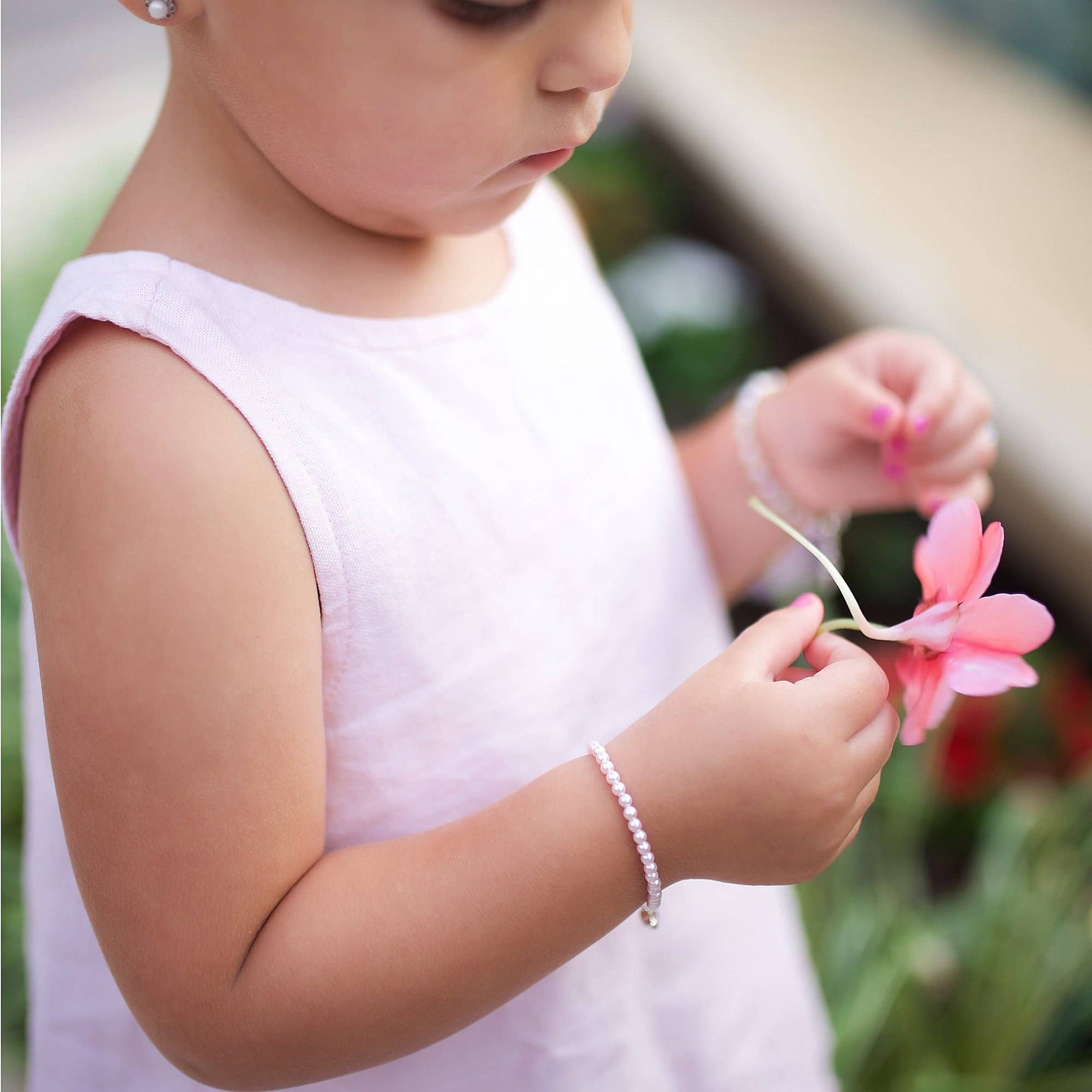 Sterling Silver Dainty Pearl Baby & Child's Bracelet