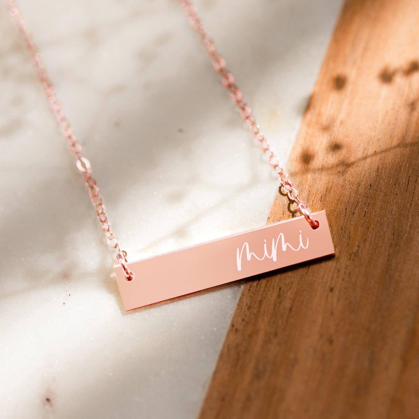 Mimi Gold Filled Engraved Bar Necklace