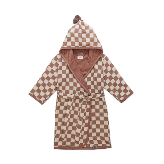 Toddler + Kids Bath Robe: Rosewood Checker / 1-3 Years