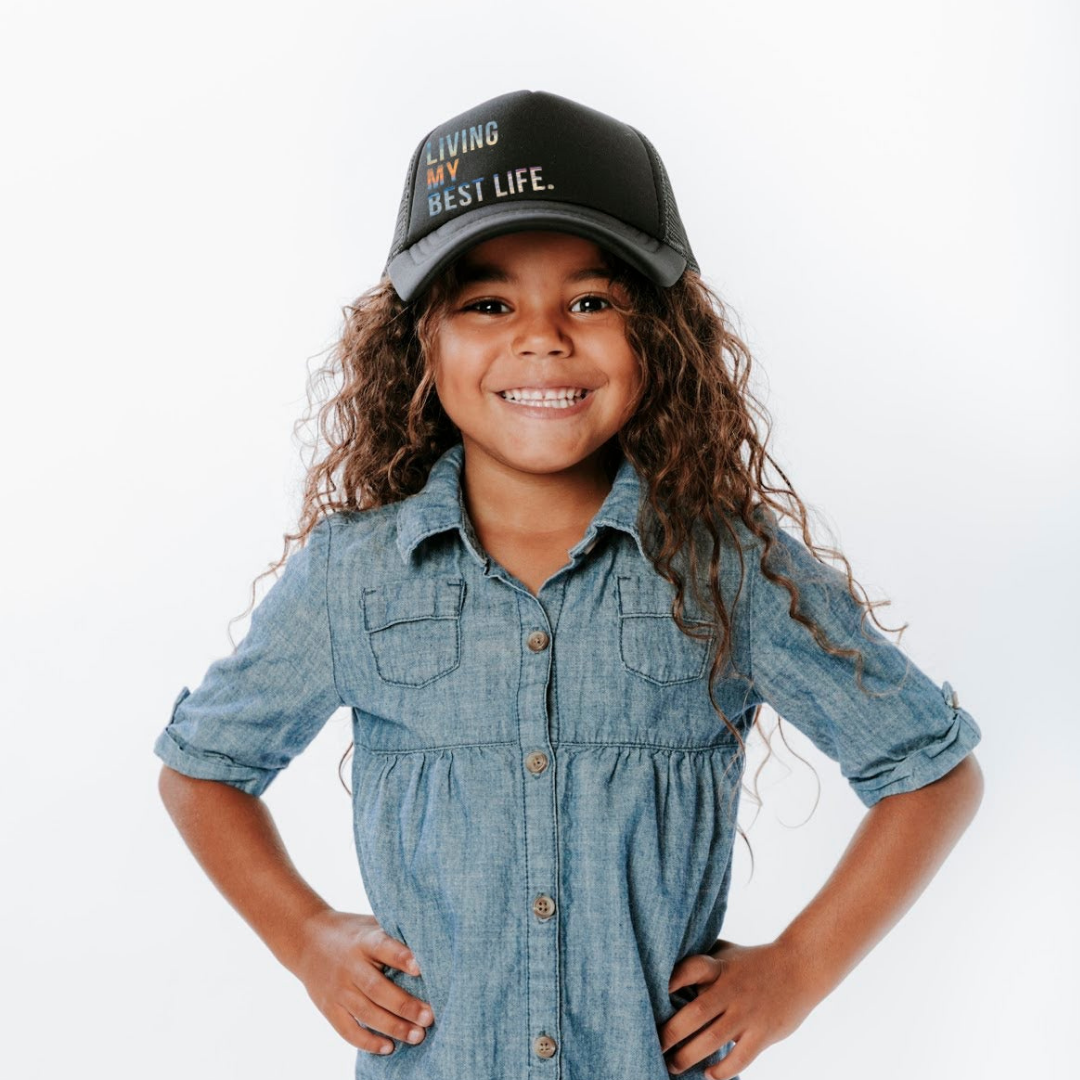 Living My Best Life Trucker Hat: Toddler / Black
