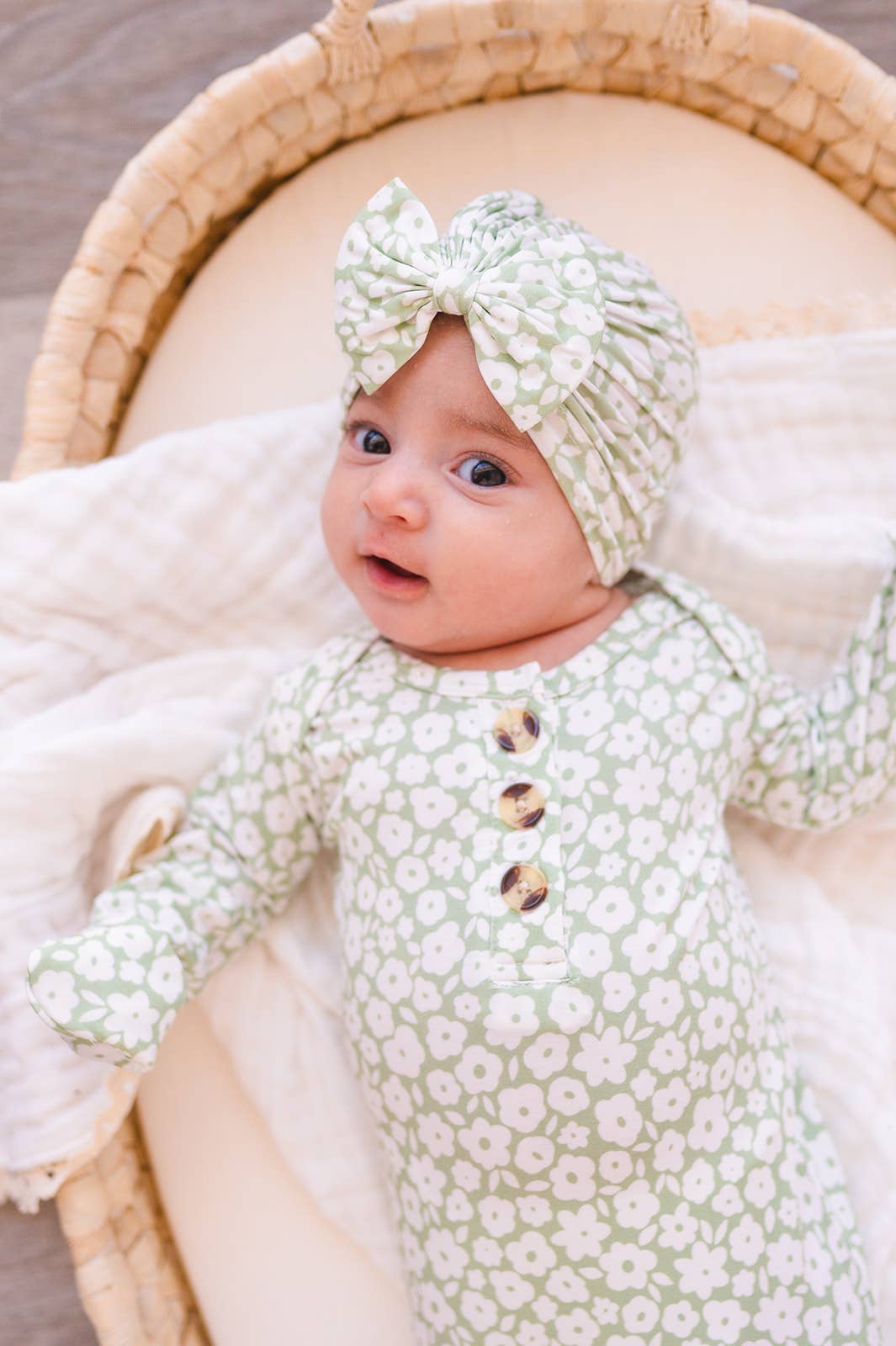 Sage Ditsy Floral Gown
