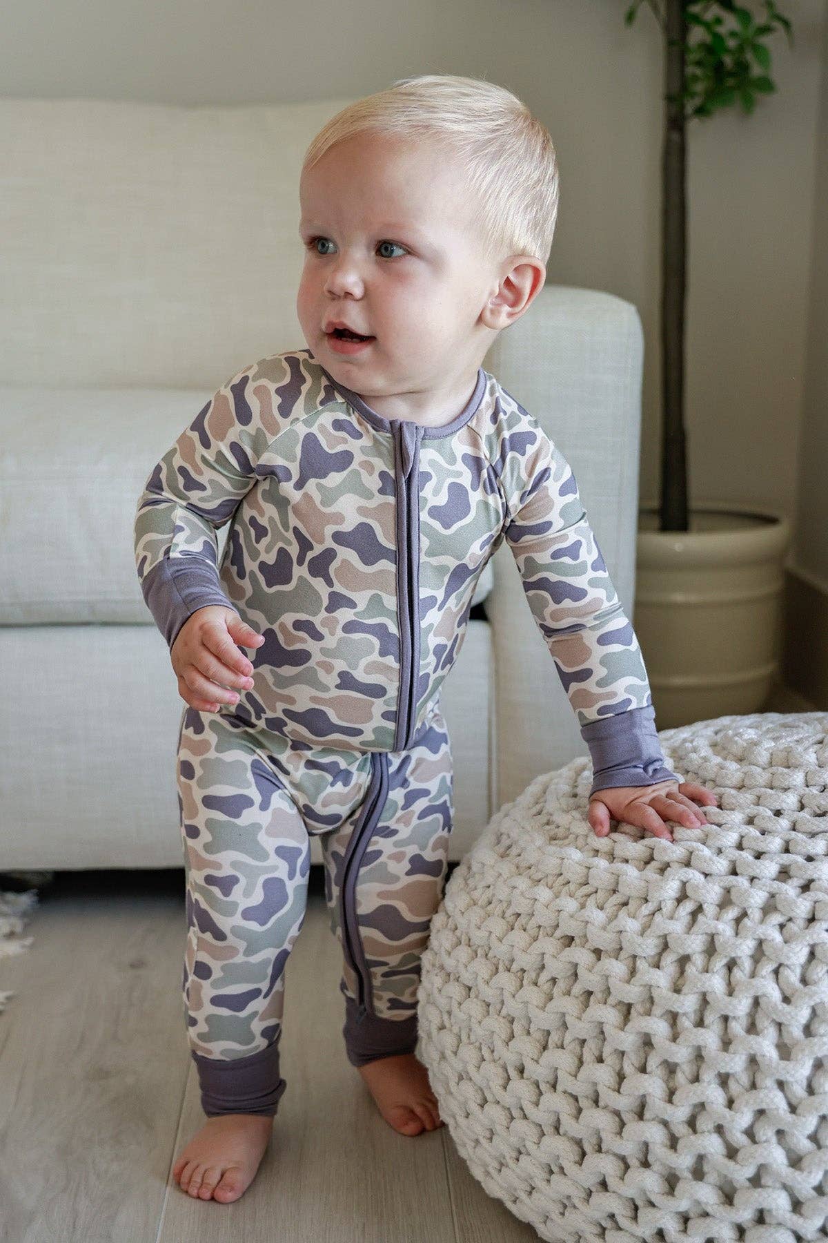 Convertible Bamboo Zip Romper | Camo Cutie