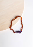 CanyonLeaf - Raw Cognac Amber + Raw Amethyst Necklace: 12" Baby || Child Necklace