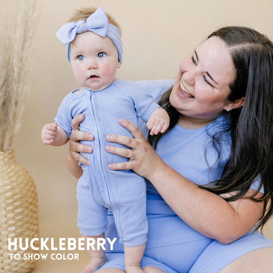 Ribbed Bamboo Zippy Romper - Huckleberry