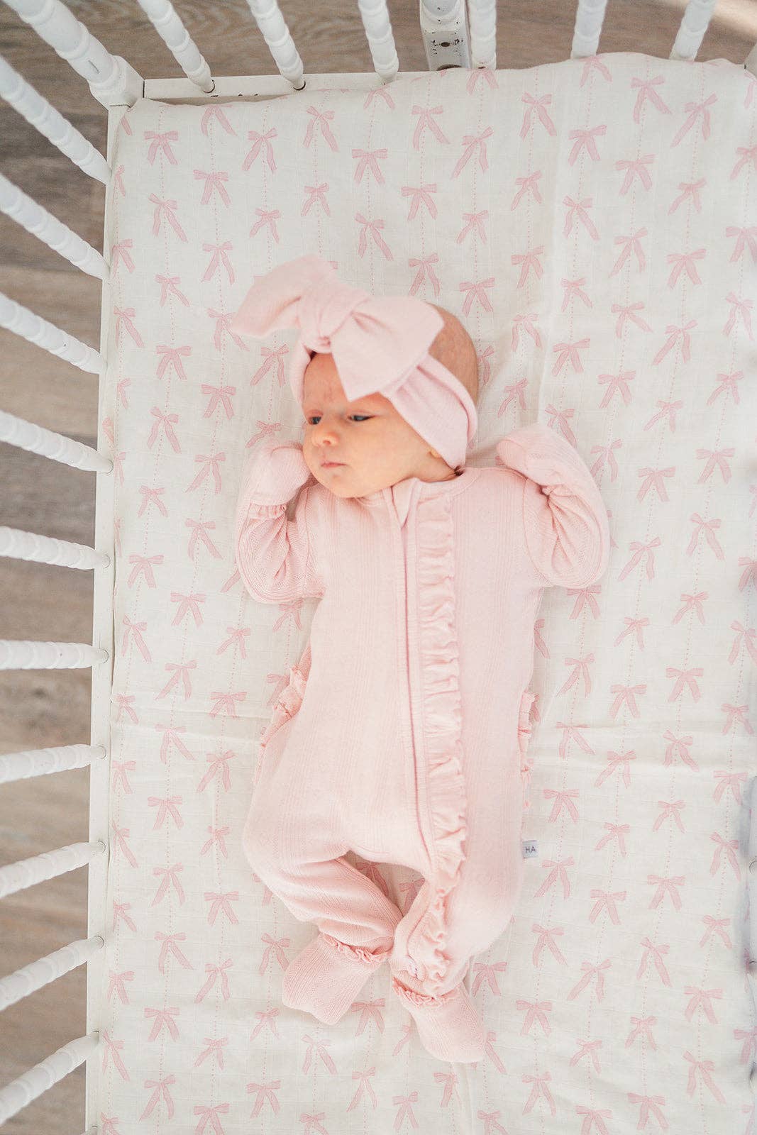 Ruffle Zipper One Piece -  Pink Pointelle: 3-6 Months