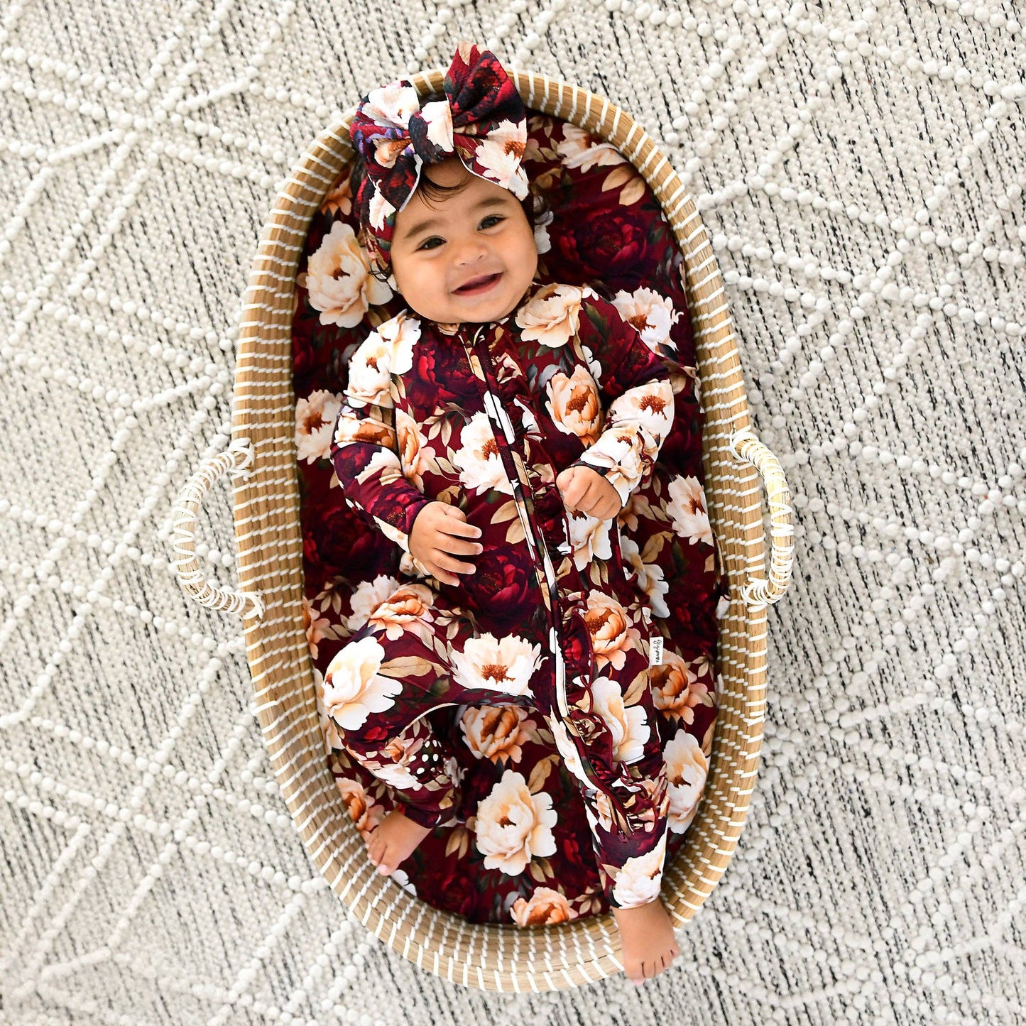 Maya RUFFLE ZIP Bamboo Onesie Floral