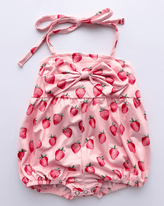 Dottie Bow Front Romper - Strawberry Shortcake