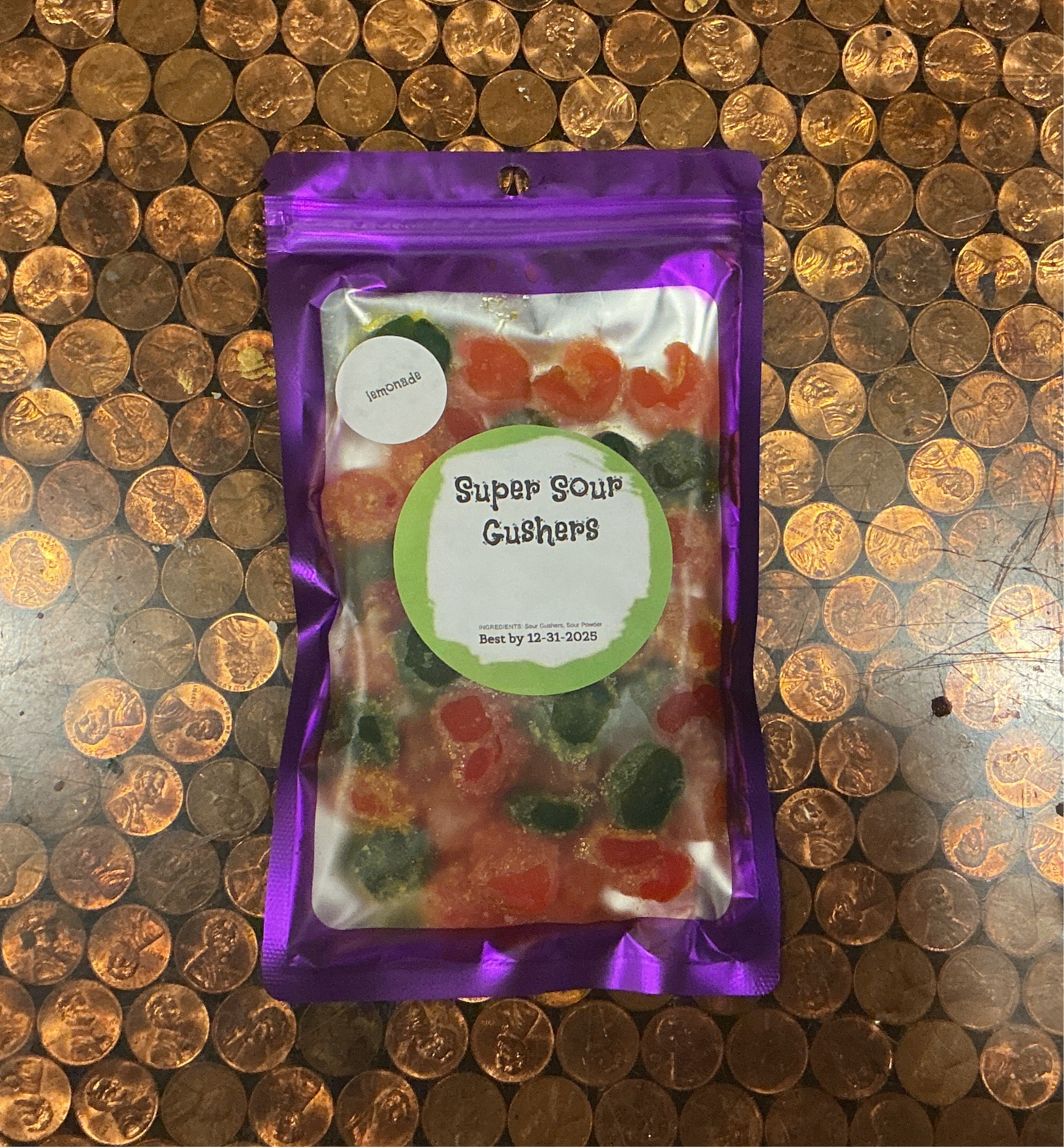 Powder Coated Super Sour Gushers - Lemonade