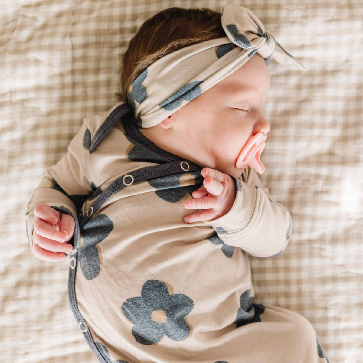 Copper Pearl - Newborn Knotted Gown - Gemma In Tan