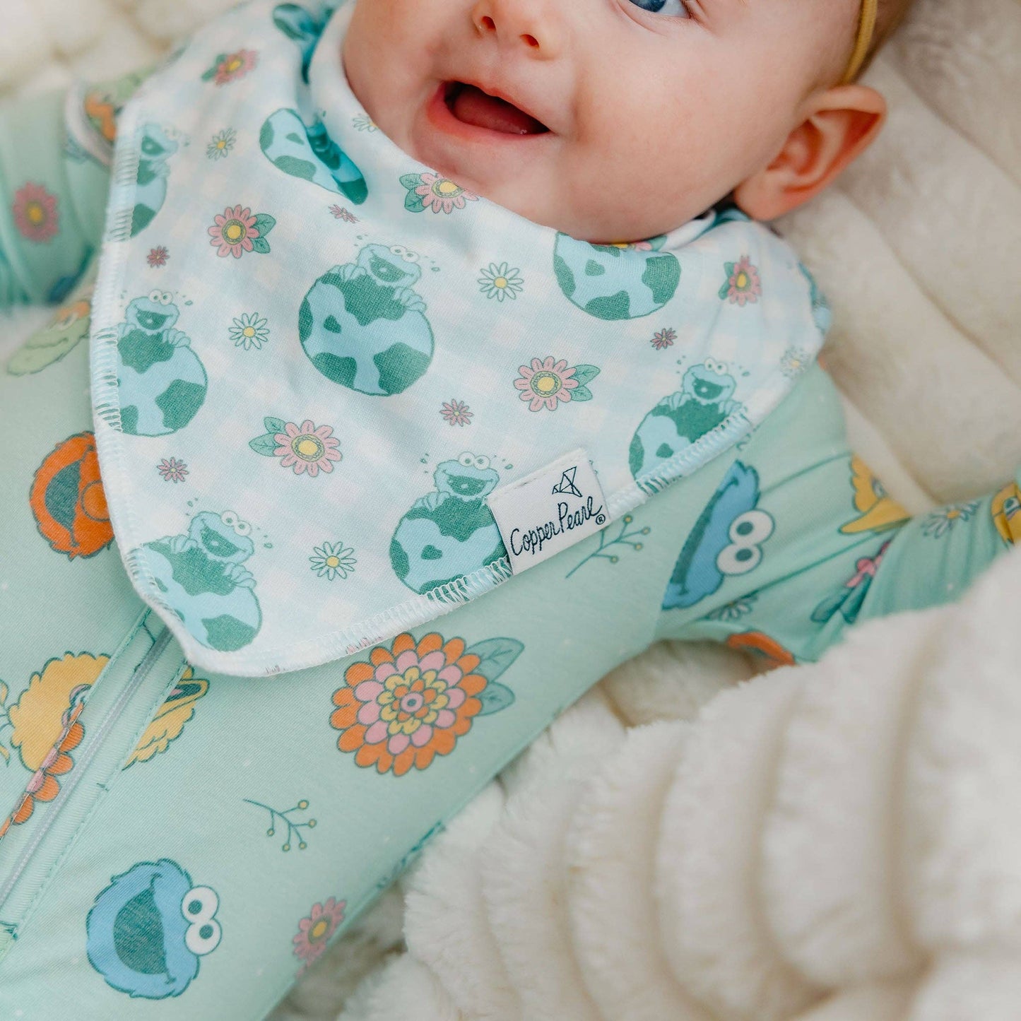 Baby Bandana Bibs - Sesame Street Retro Floral (4-pack)