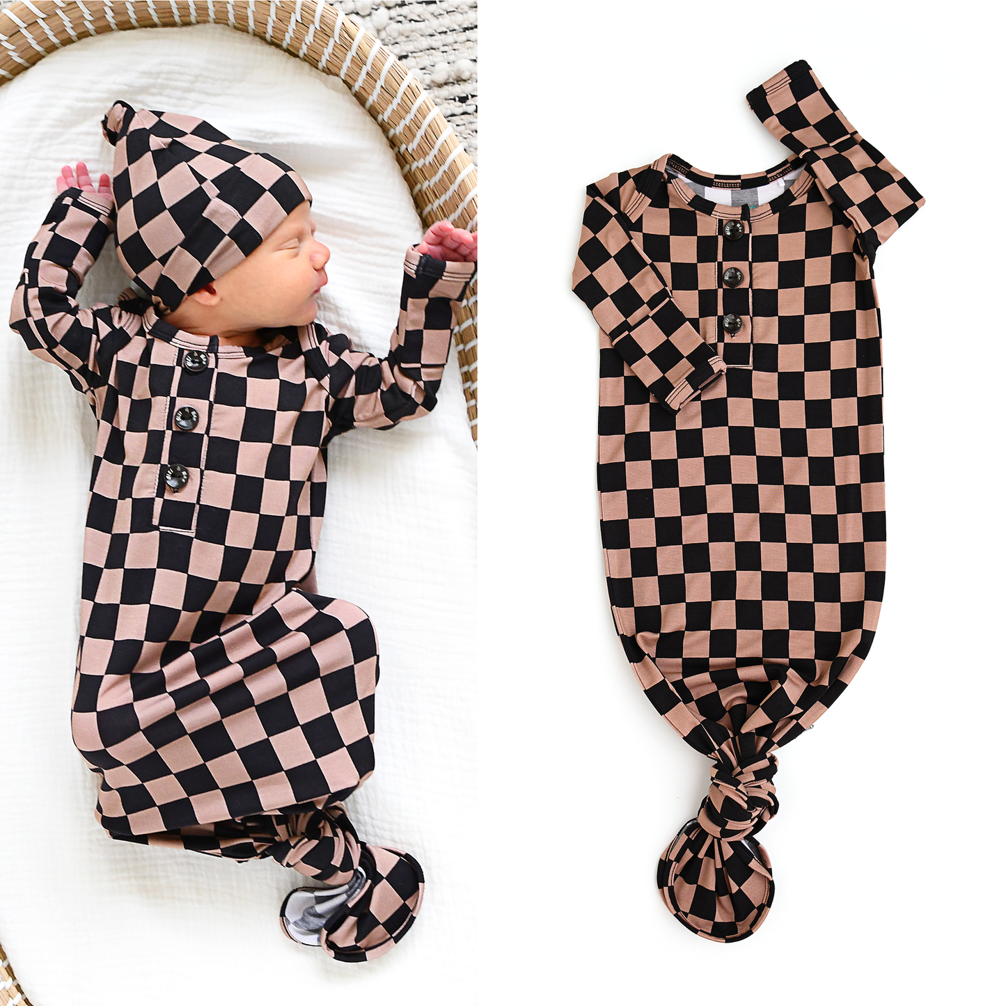 Bentley GOWN Bamboo Checks Newborn: Gown Only