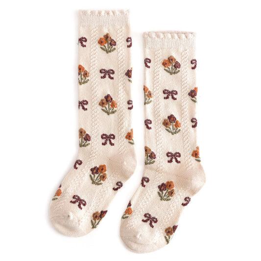 Vanilla Floral Knee High Socks