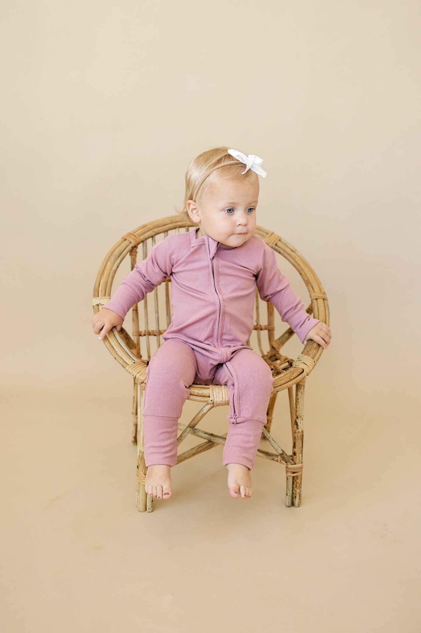 Ribbed Bamboo Zippy Romper - Huckleberry