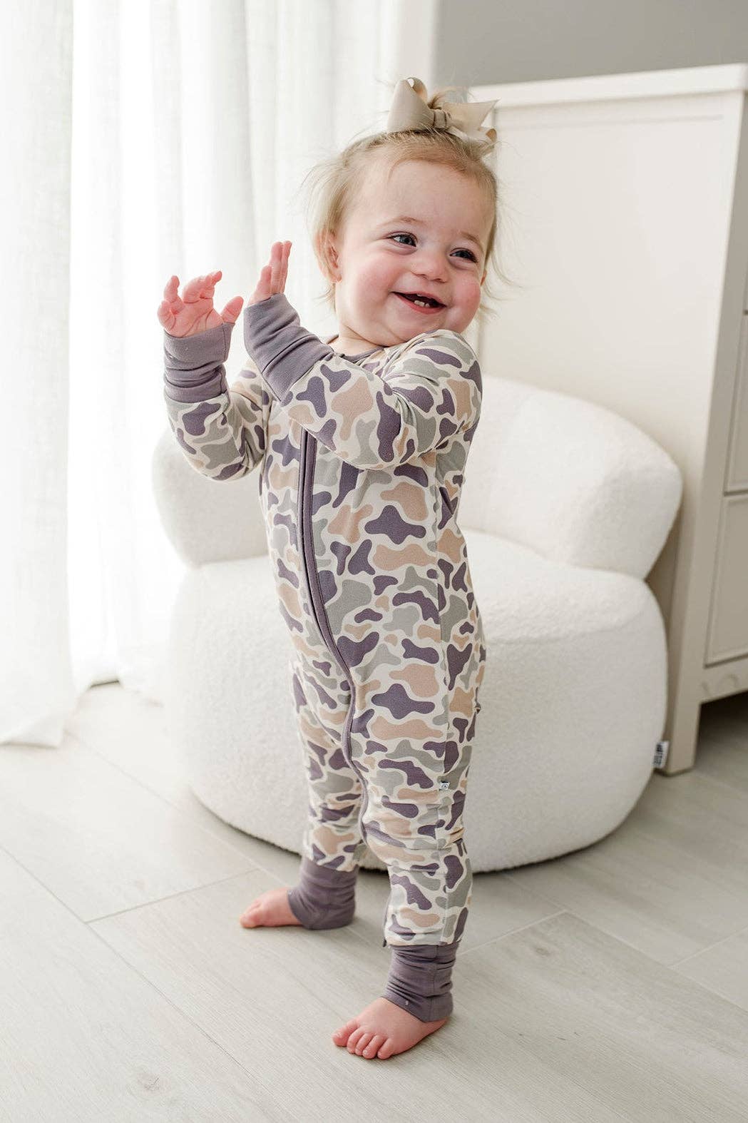 Convertible Bamboo Zip Romper | Camo Cutie