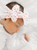Baby Bling Bows - PATTERNED SHABBY KNOT: white/red dot