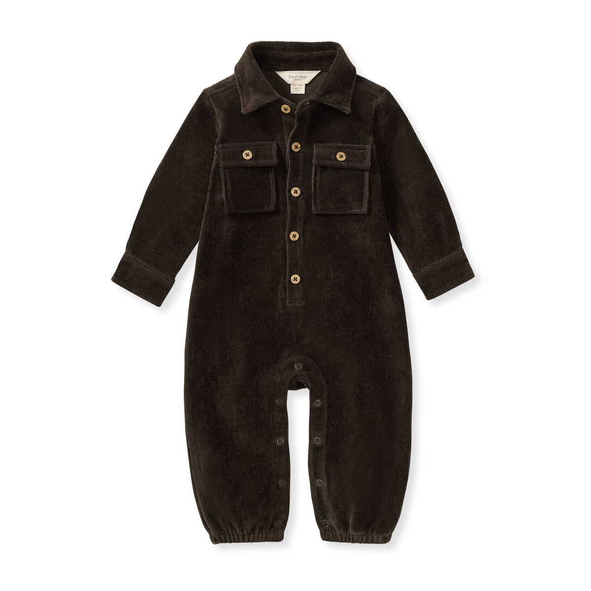 Knit Corduroy Organic Baby Boy Jumpsuit - Shadow: 6-9M