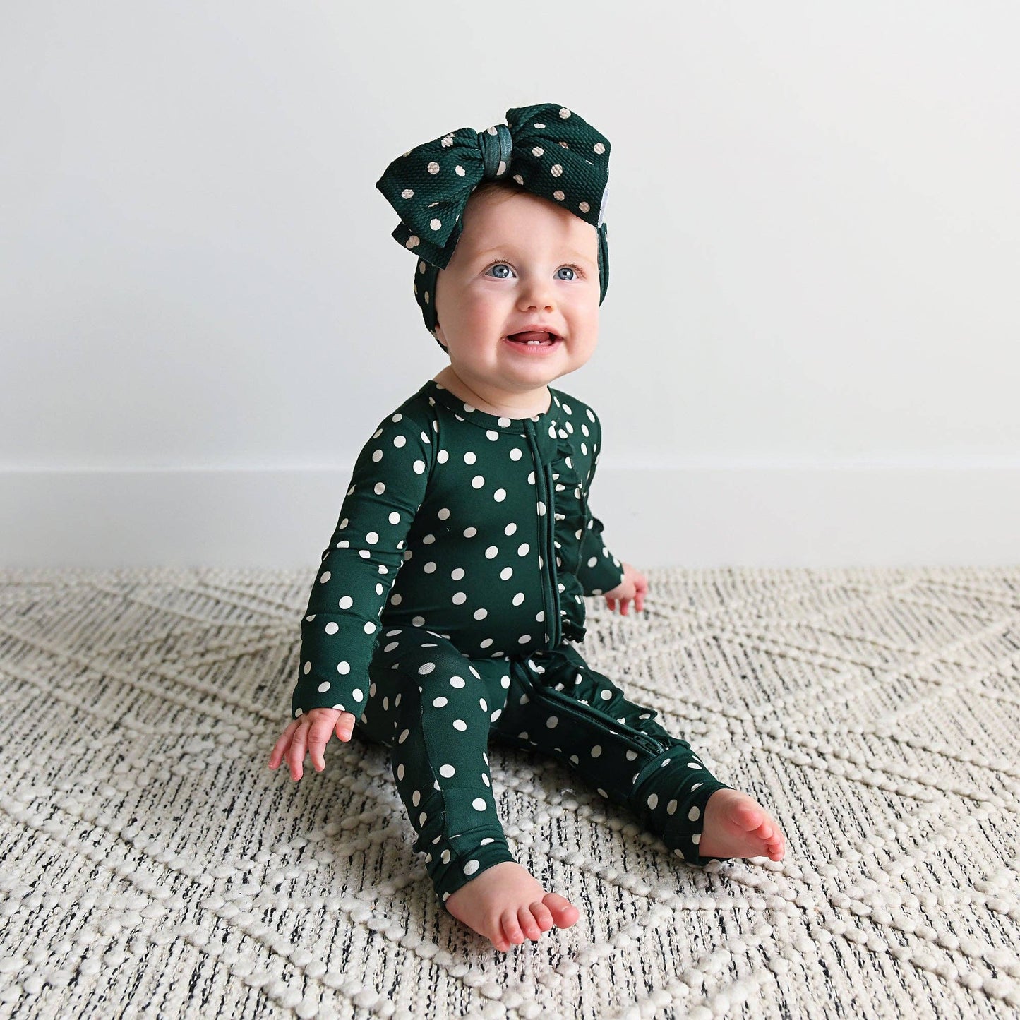 Dottie RUFFLE ZIP christmas bamboo onesie