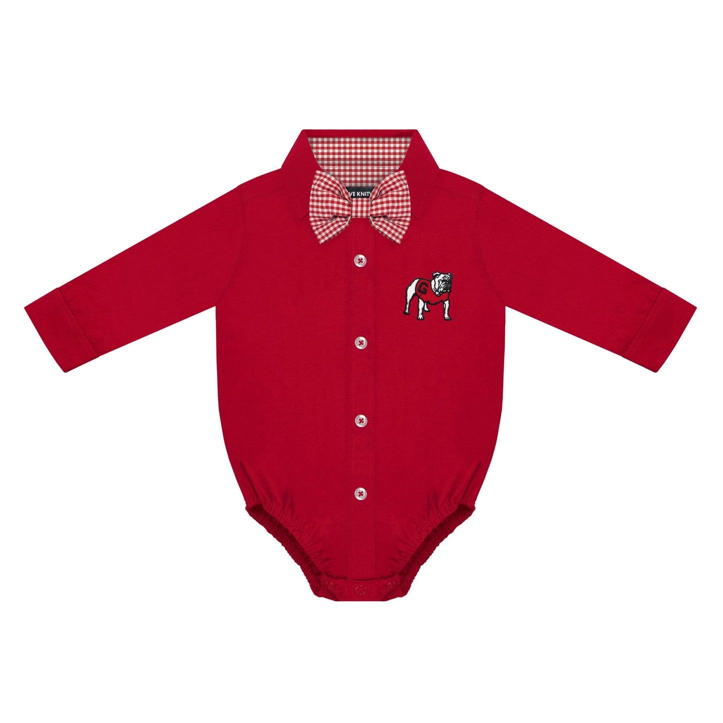 Georgia Bulldogs Infant Button-Up Bodysuit with Bowtie