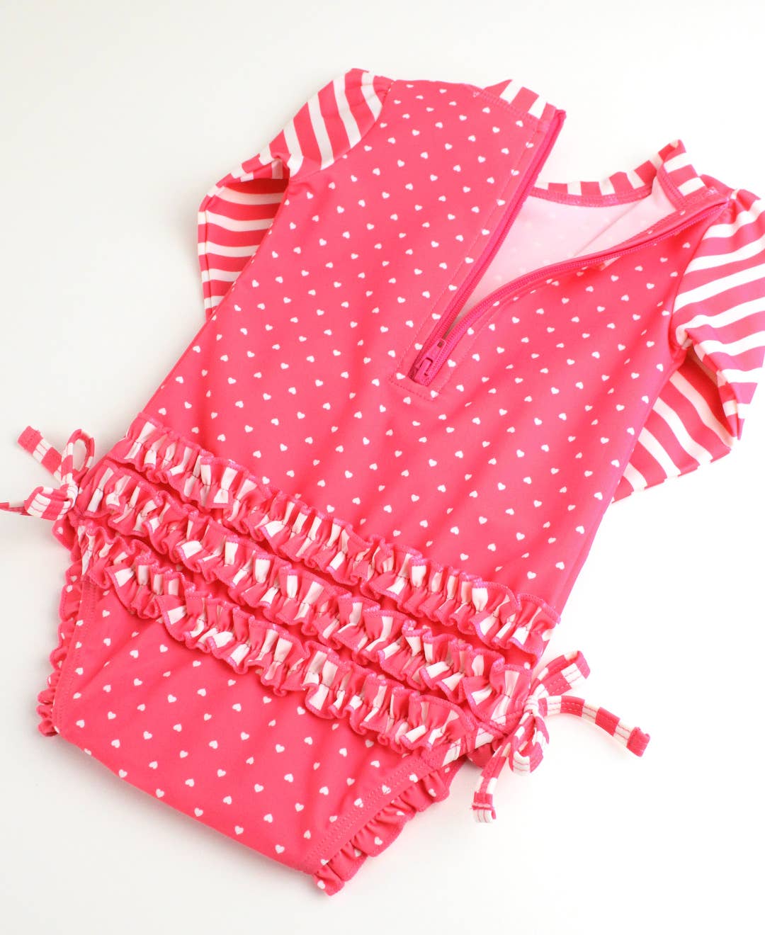Hot Pink Heart Polka Dot Swimsuit