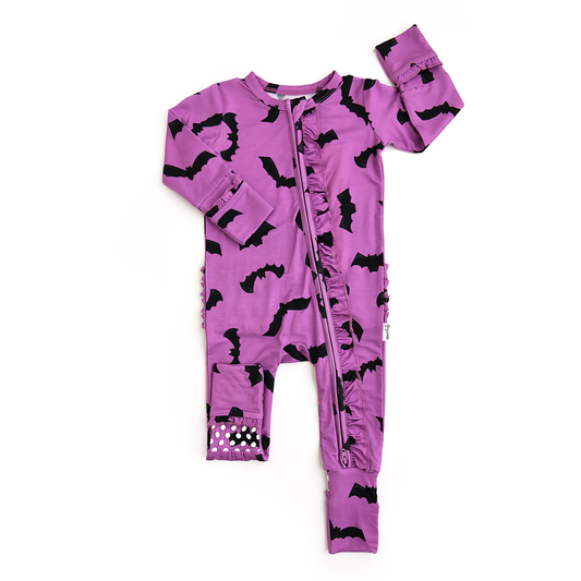 Purple Bats Ruffle Zip