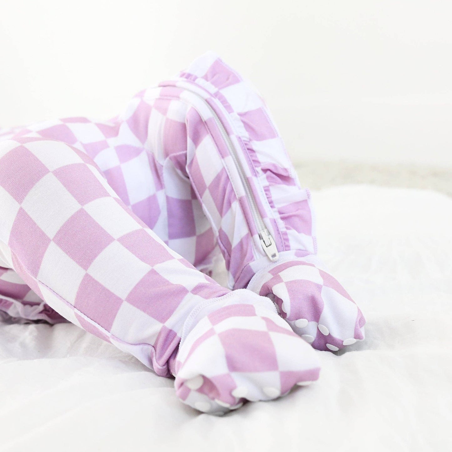 Myla Purple Checks Ruffle Zip