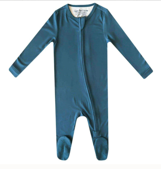 Zip Up Footie Pajama- Steel