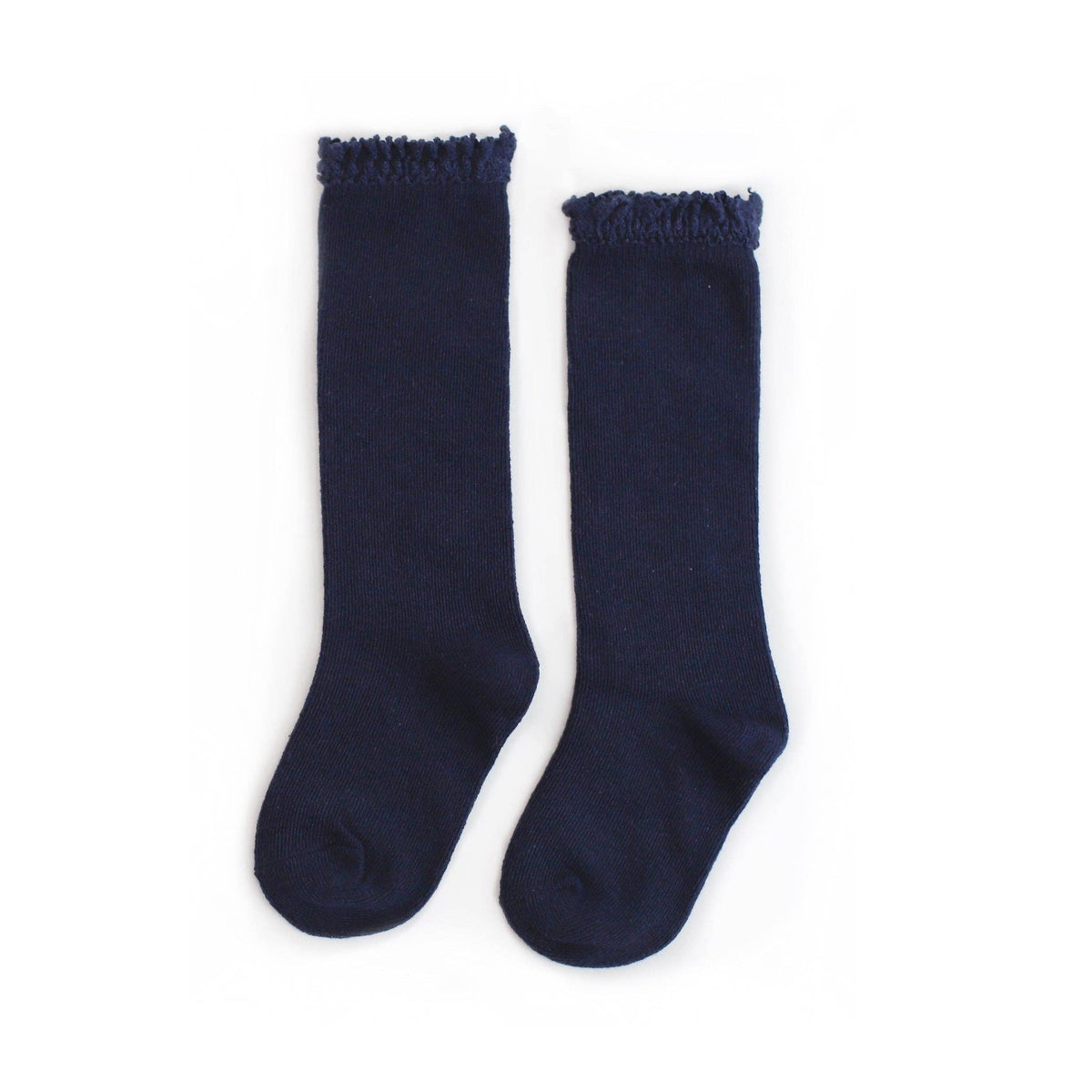 Little Navy Lace Top Knee High Socks: 6-18 MONTHS