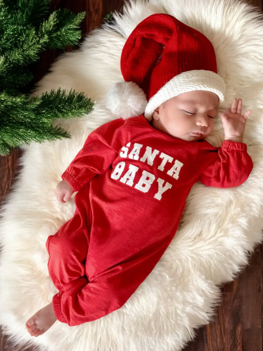 Santa Baby Organic Long Sleeve Jumpsuit: