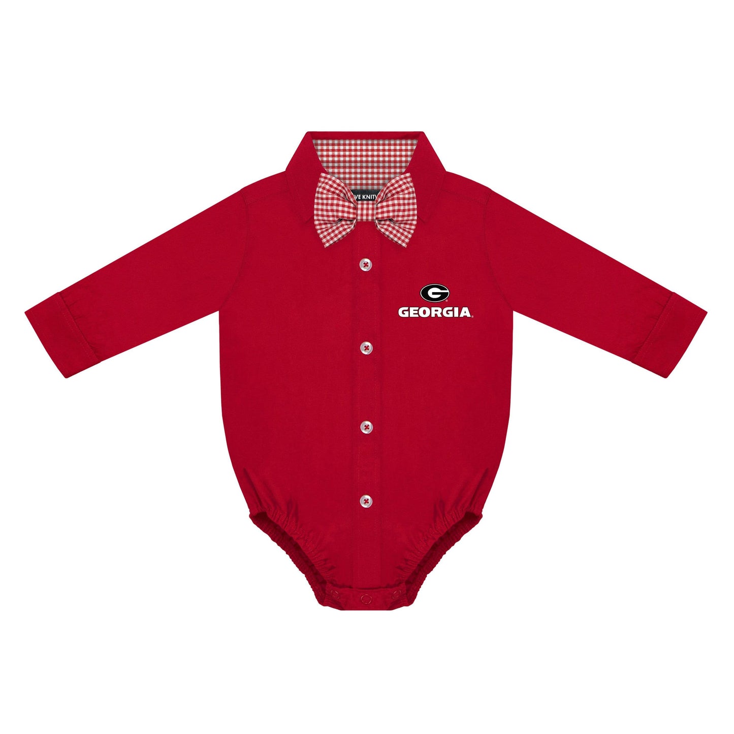 Georgia Bulldogs Infant Button-Up Bodysuit with Bowtie