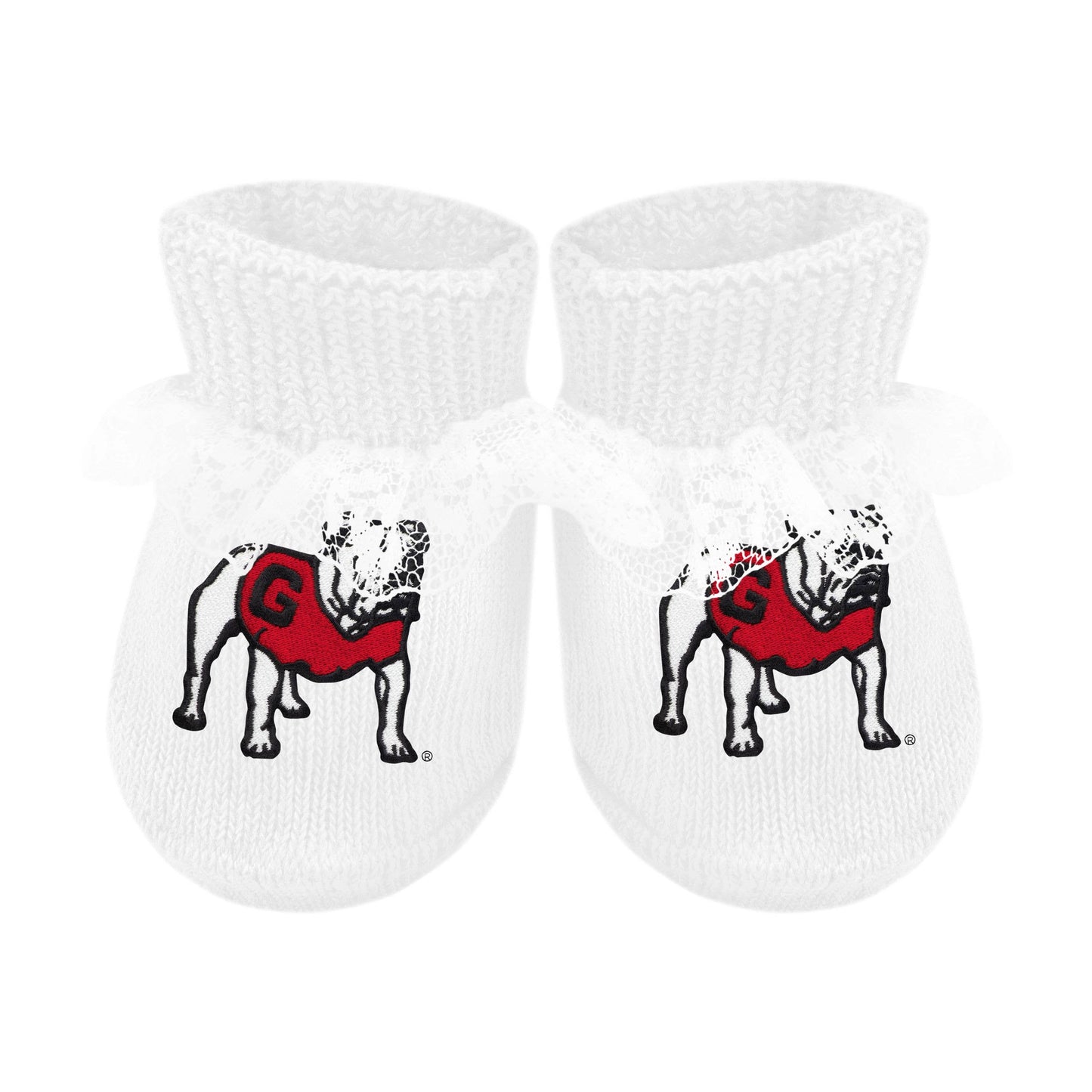 Georgia Bulldogs Newborn Lace Booties