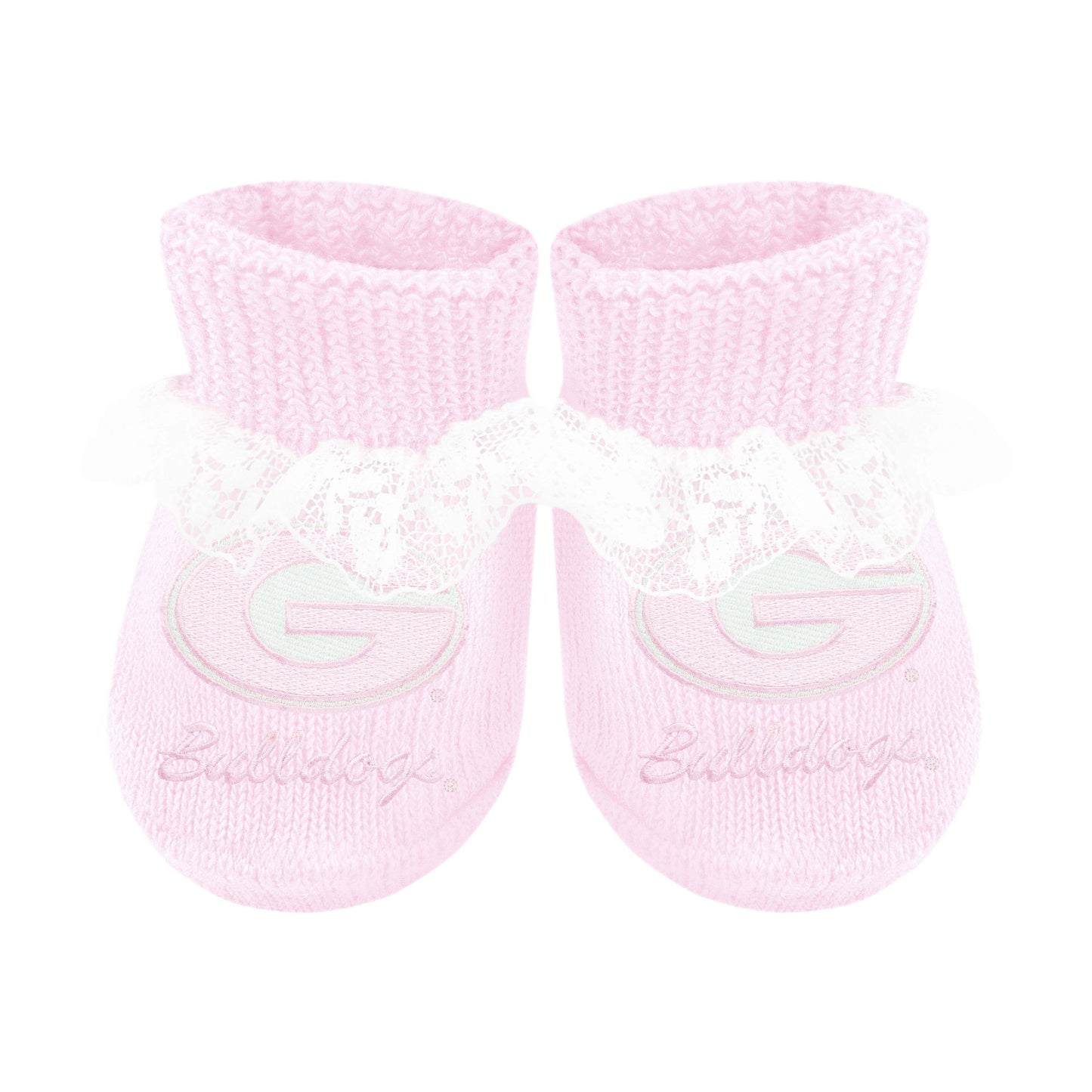 Georgia Bulldogs Newborn Lace Booties