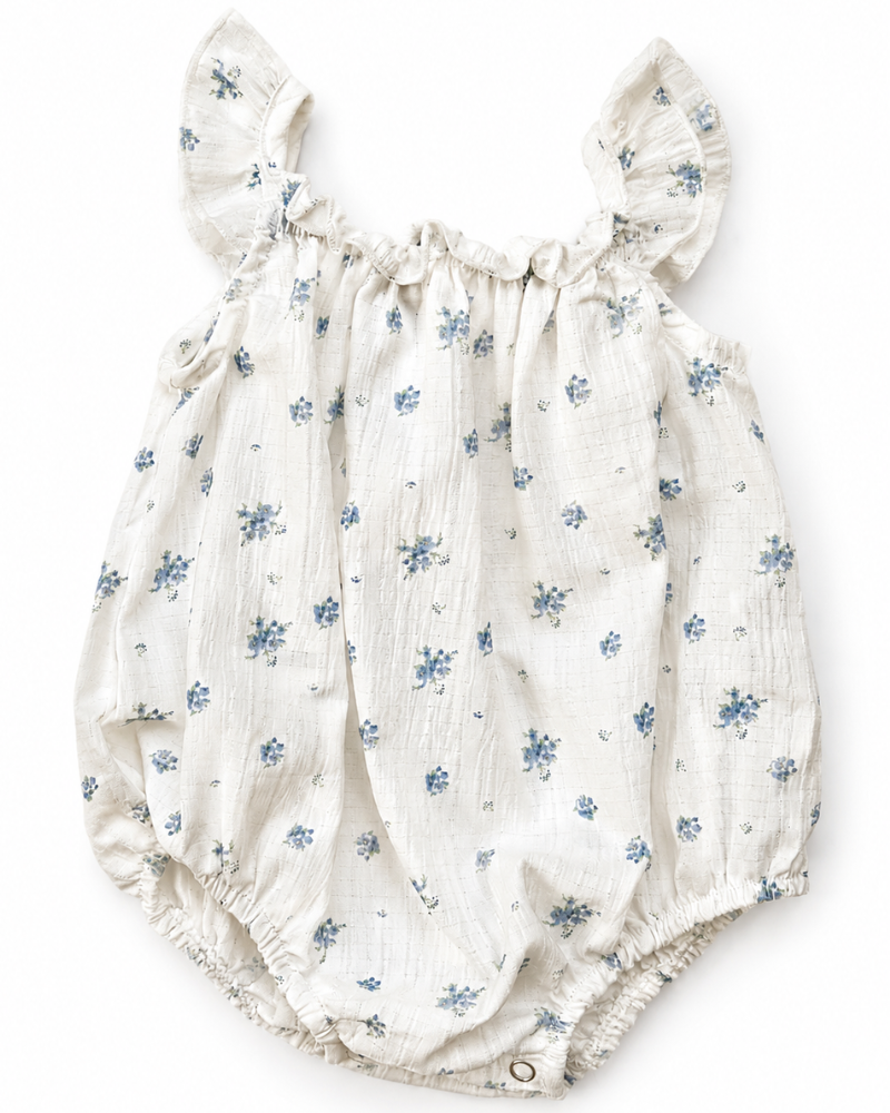 Ivy Flutter Sleeve Bubble Romper - Blue Patina