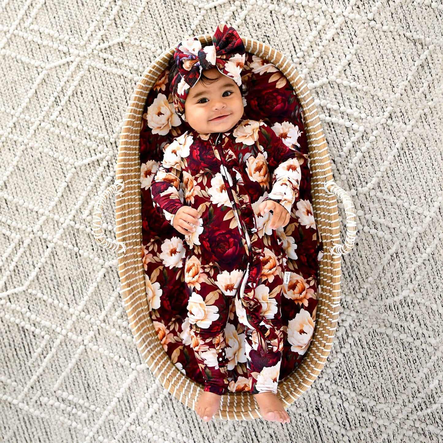 Maya RUFFLE ZIP Bamboo Onesie Floral